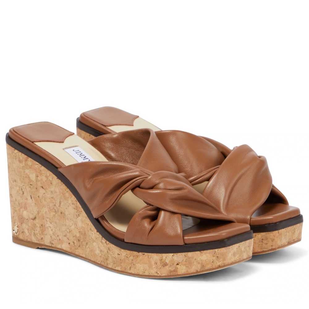 JIMMY CHOO Narisa 90 leather wedge sandals Size 37.5